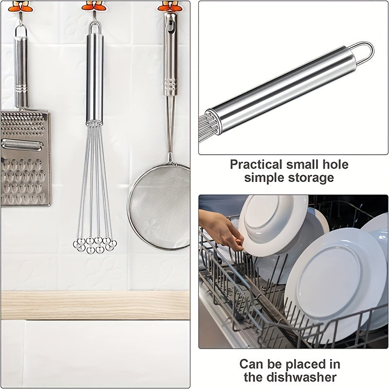 Stainless Steel Ball Whisk Handheld Egg Beater Sauce Stirrer Blender
