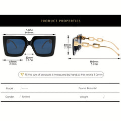 Oversized Square Sunglasses Y2K Block Chain Glasses UV400