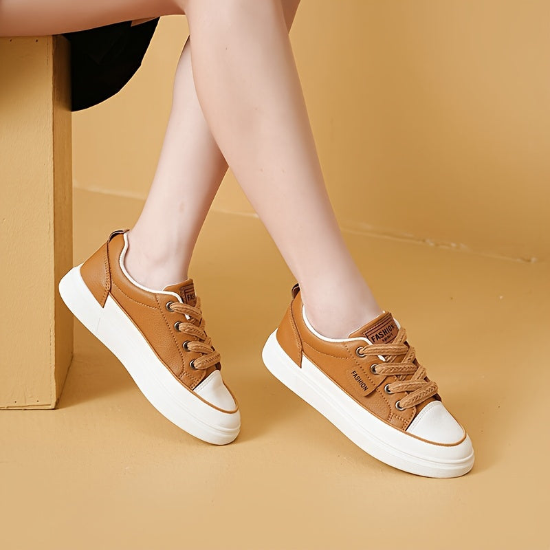 Women's Letter Pattern Lace-up Skate Shoes Soft Sole Athletic Sneakers