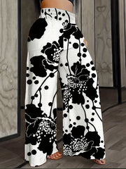  Abstract Figure Print High Waist Wide Leg Loose Pants