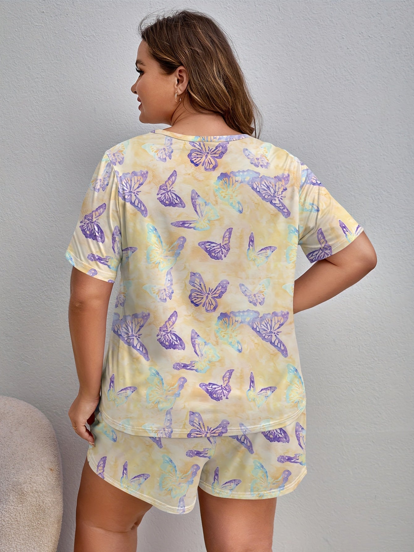  Tie Dye Butterfly Print Pajama Set