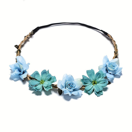 Boho Flower Wreath Headband Hair Hoop for Women Girls