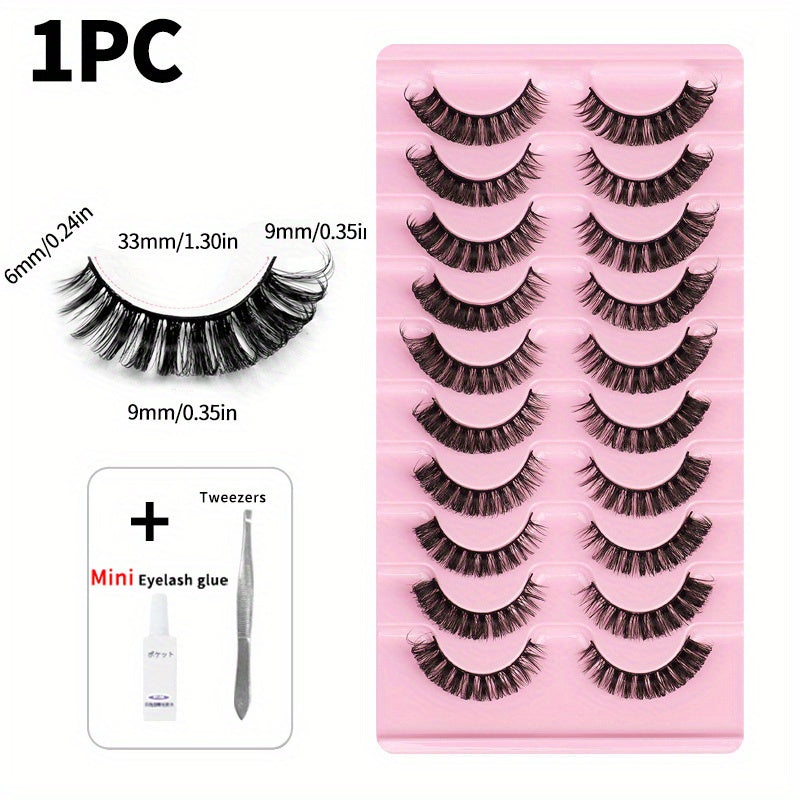 1pc DD Curling Volume False Eyelashes With Mini Glue And Tweesers
