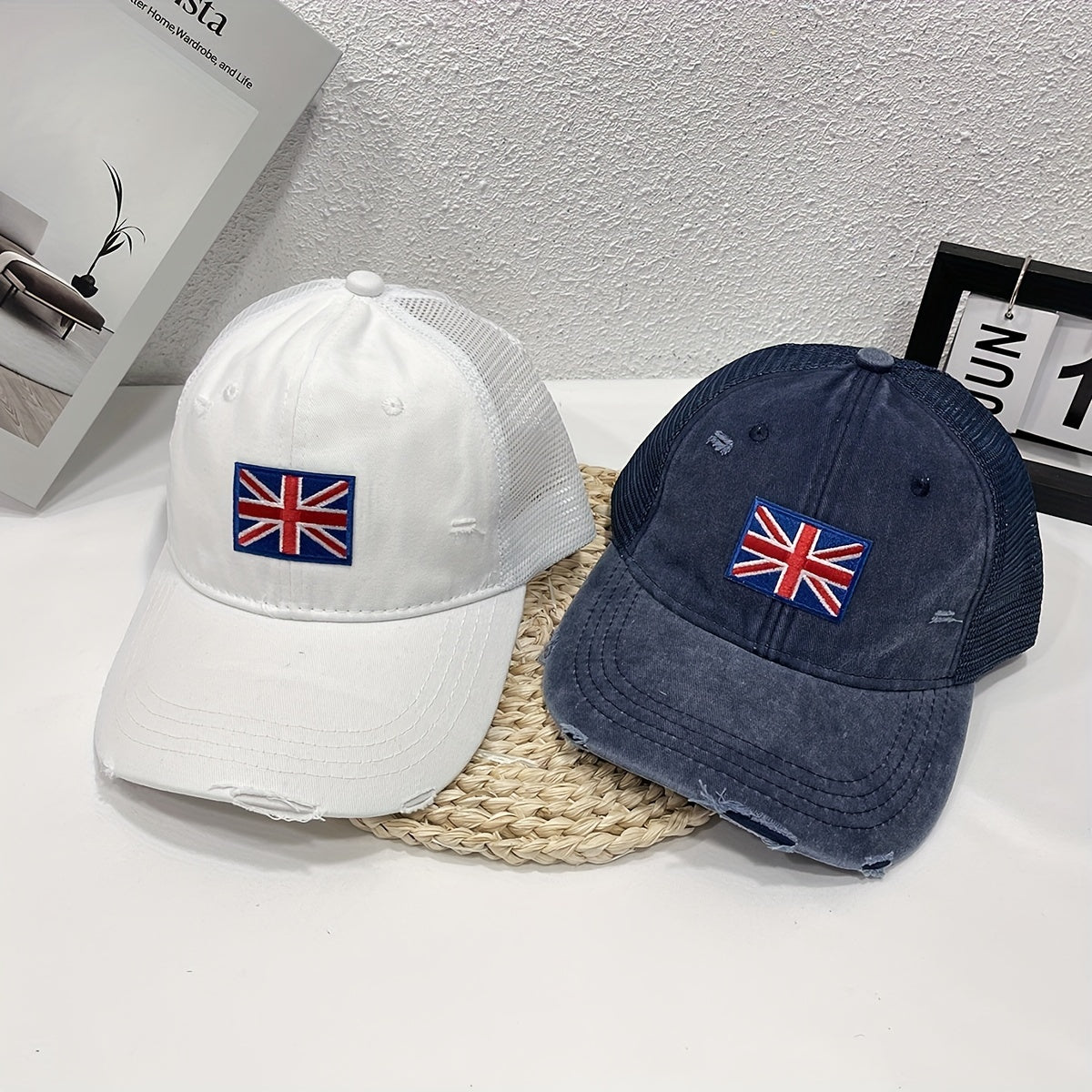Embroidered British Flag Denim Baseball Cap