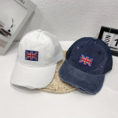 Embroidered British Flag Denim Baseball Cap