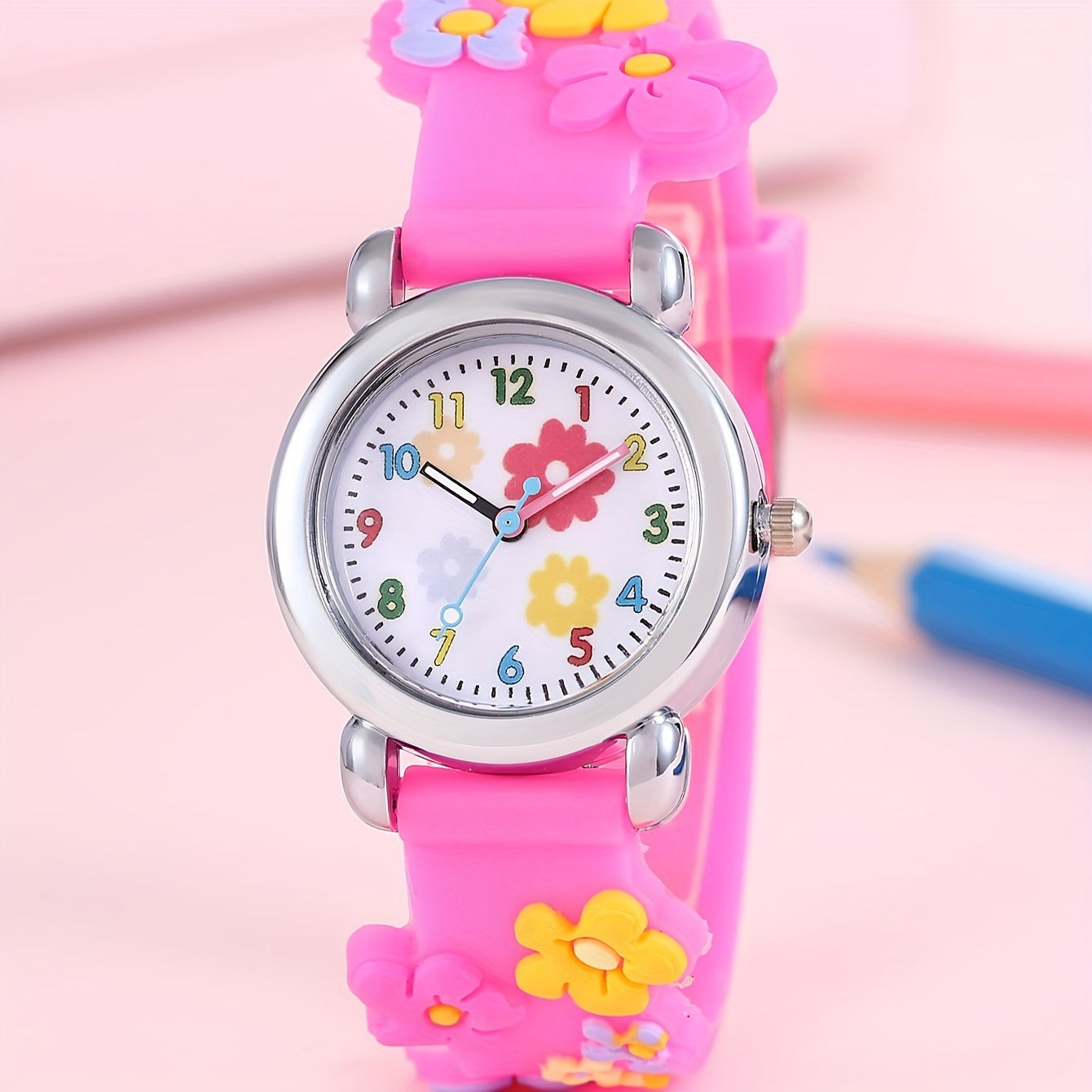 Kids Plastic Flower Pattern Watch