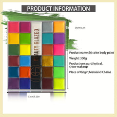 26 Colors Pro Face Paint Palette - Non Toxic, Long Lasting, Hypoalljsonergenic
