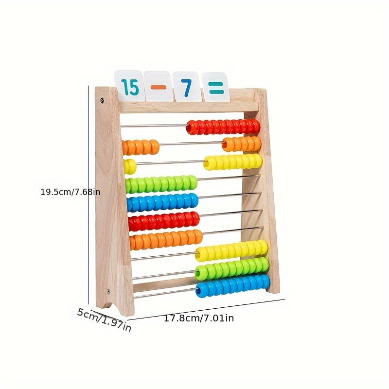 Wooden Math Calculation Rack Educational Toy Addition Subtraction Table Gift