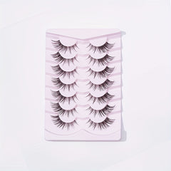 7 Pairs Full False Lashes 6-15mm Wispy Clear Band Natural Long Volumized
