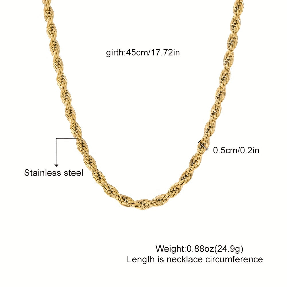 Stainless Steel Twist Chain Necklace Unisex Neck Jewelry