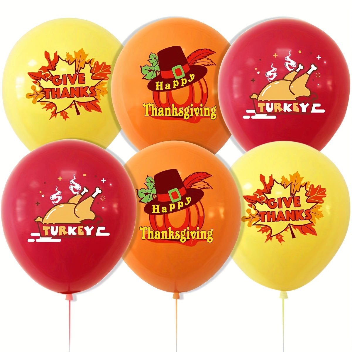 6pcs Thanksgiving Balloon Decoration Turkey Pumpkin Maple Leaf Latex Balloon
