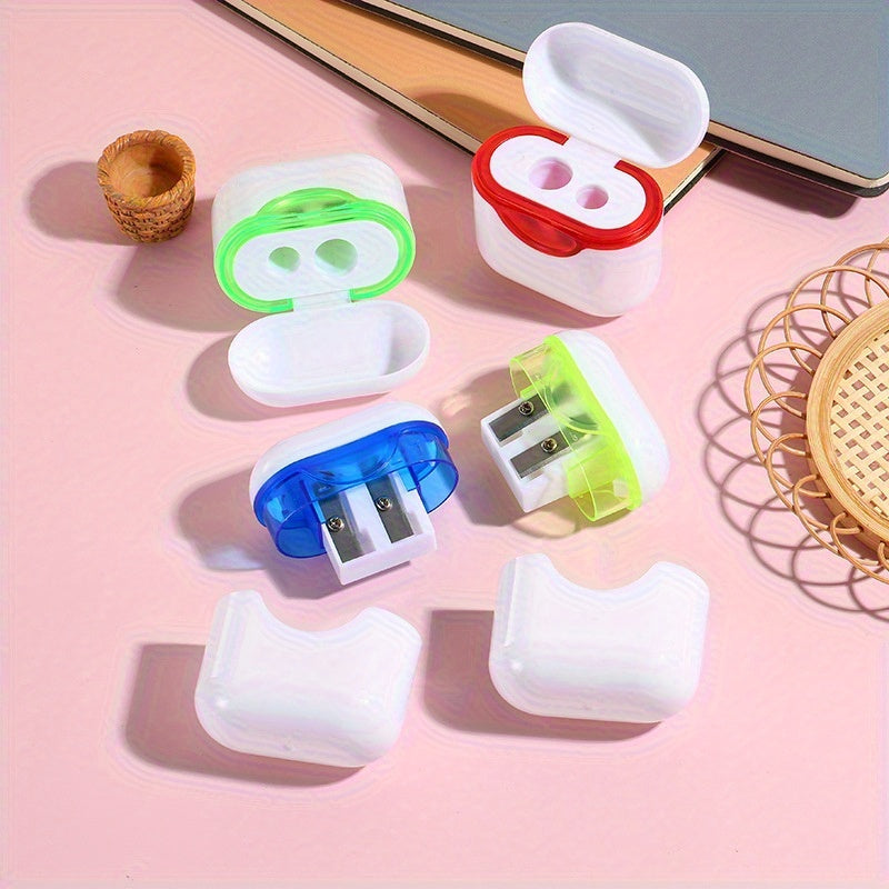 2pcs Dual Hole Pencil Sharpener Set with Large & Small Holes