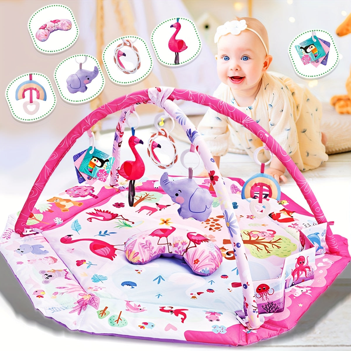 Baby Crawling Mat with Detachable Sensory Toys