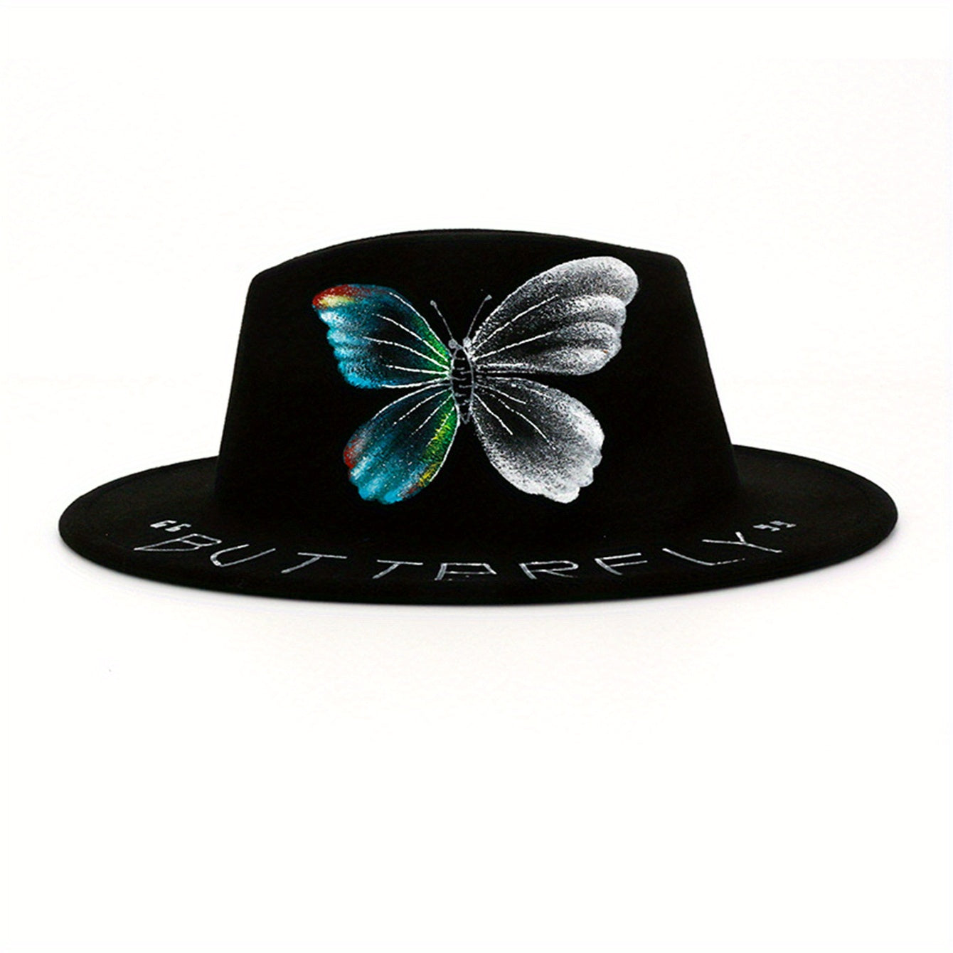 Hip Hop Fedora Cap Flag Butterfly Pattern Jazz Hat Cotton Patriotic Felt