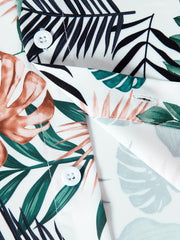 Men's Hawaiian Floral Short Sleeve Shirt for Summer Vacation