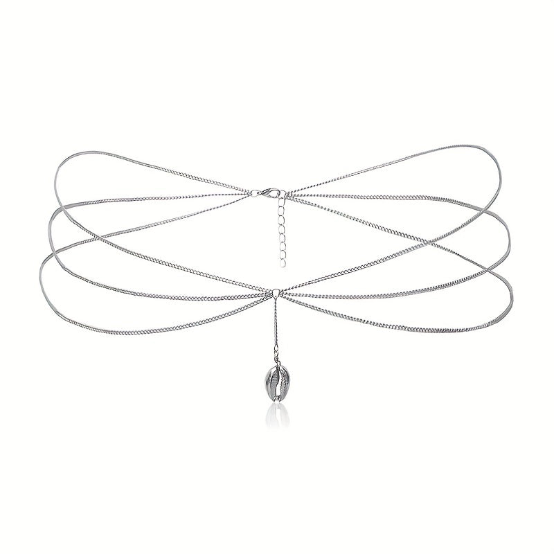 Shell Tassel Boho Waist Chain Three Layer Metal Belly Chain