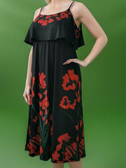  Women's Floral Print Cold Shoulder Maxi Dress