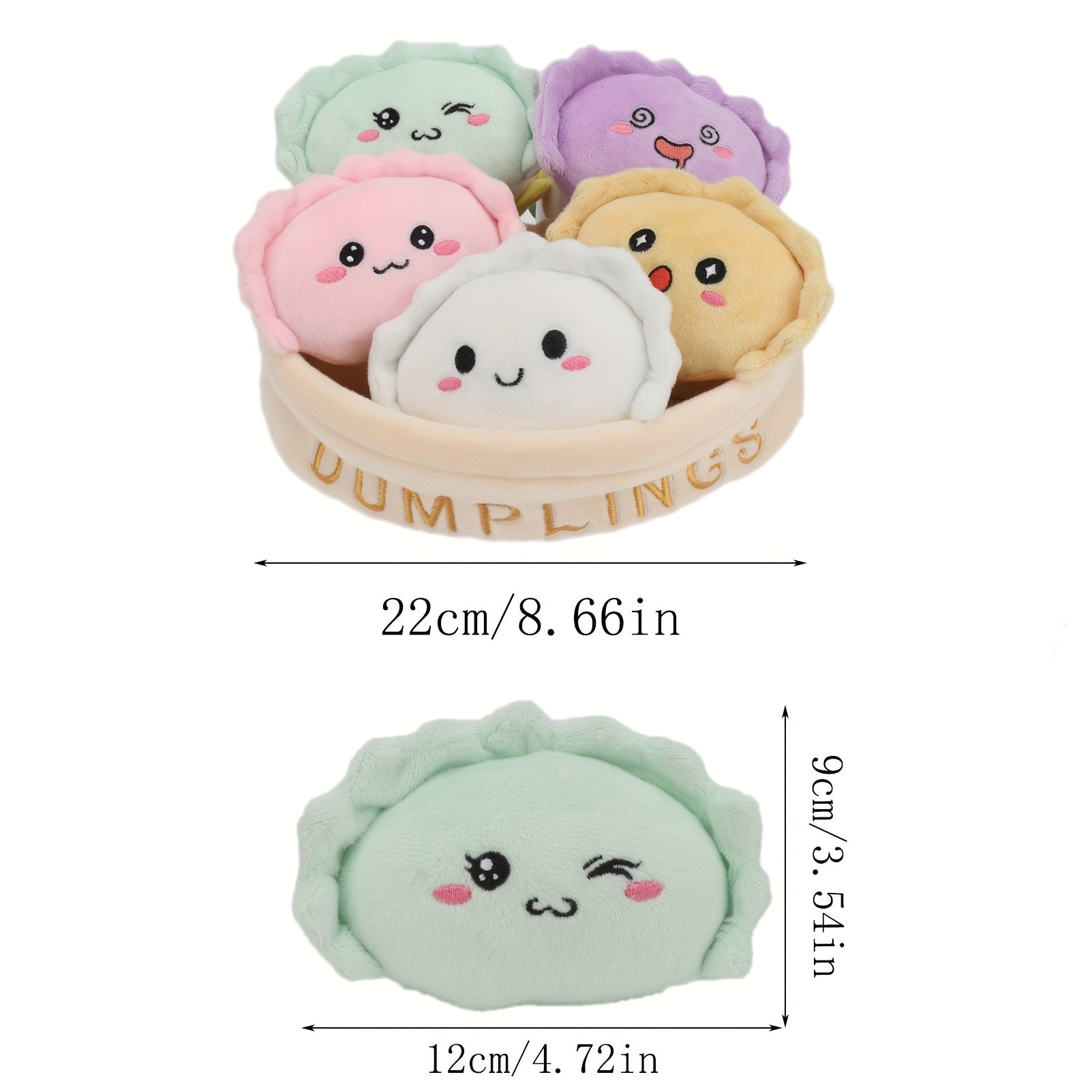 Plush Toy Set Chicken Dumpling Strawberries Carrots Designs in Basket 6pcs