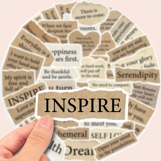 50pcs Inspirational Poetry Stickers for Journals Laptops Guitars - Vinyl Decals