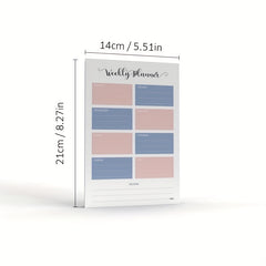 Plaid Pink Flip Up Planner 60 Sheets Daily Weekly Anniversary Story Book