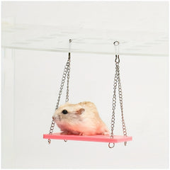 Adorable Hamster Wooden Swing Toy for Pet Fun