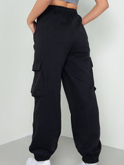  Solid Stretch Drawstring Joggers with Pockets