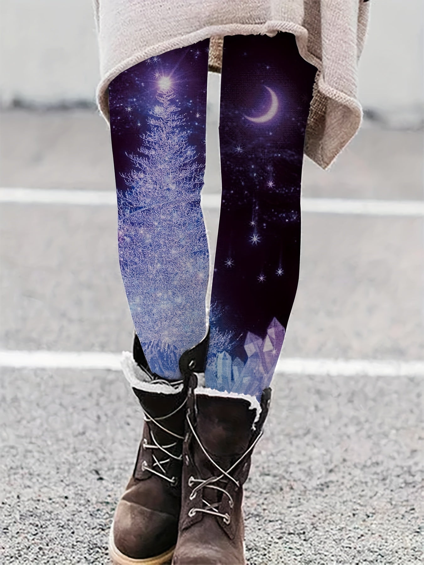 Starry Sky Skinny Leggings Elastic Waist Stretchy Women's Clothing