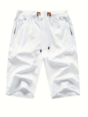 Men's Casual Solid Mid Stretch Elastic Waist Drawstring Shorts
