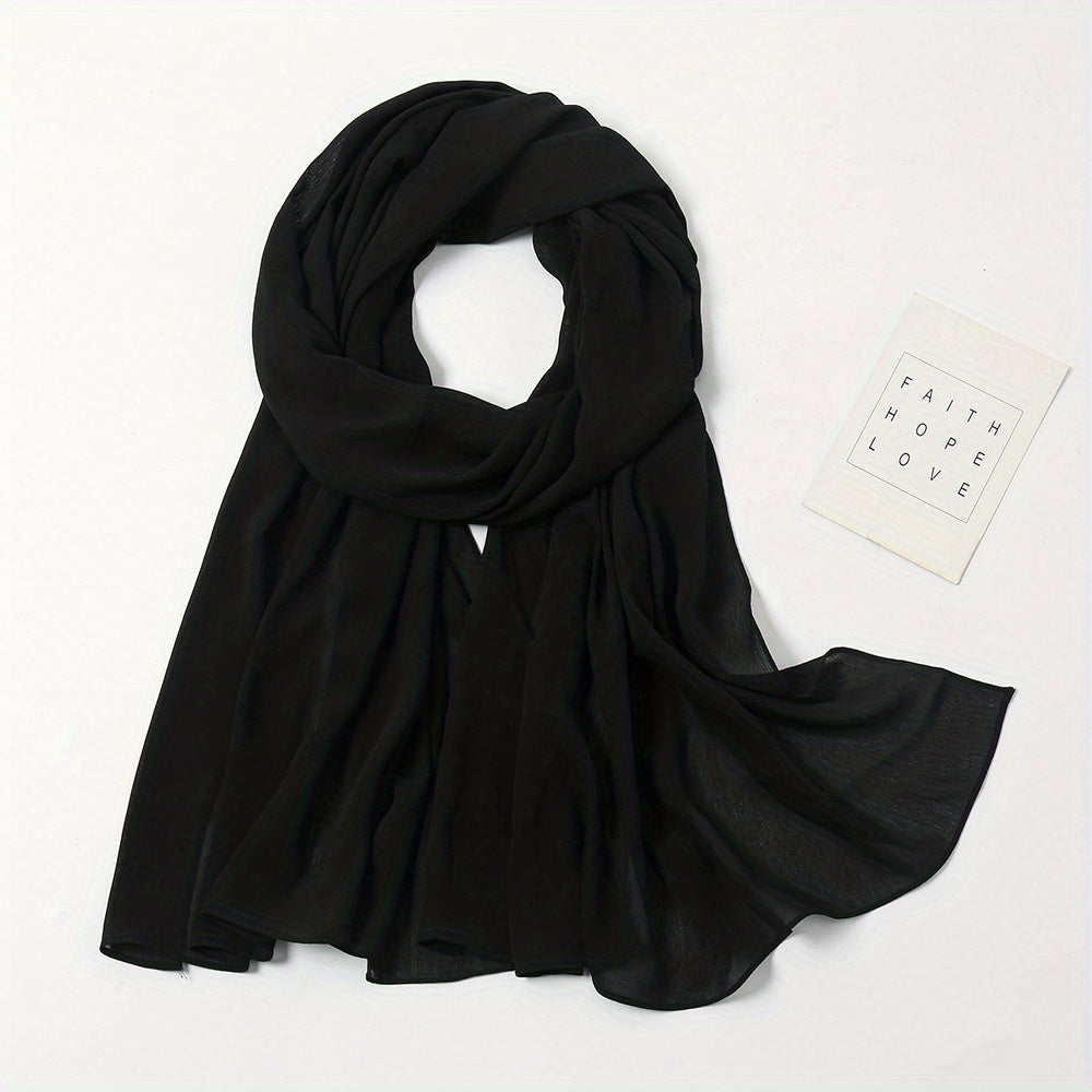 Crinkle Chiffon Hijab Solid Scarf Shawl Windproof Head Wrap Turban