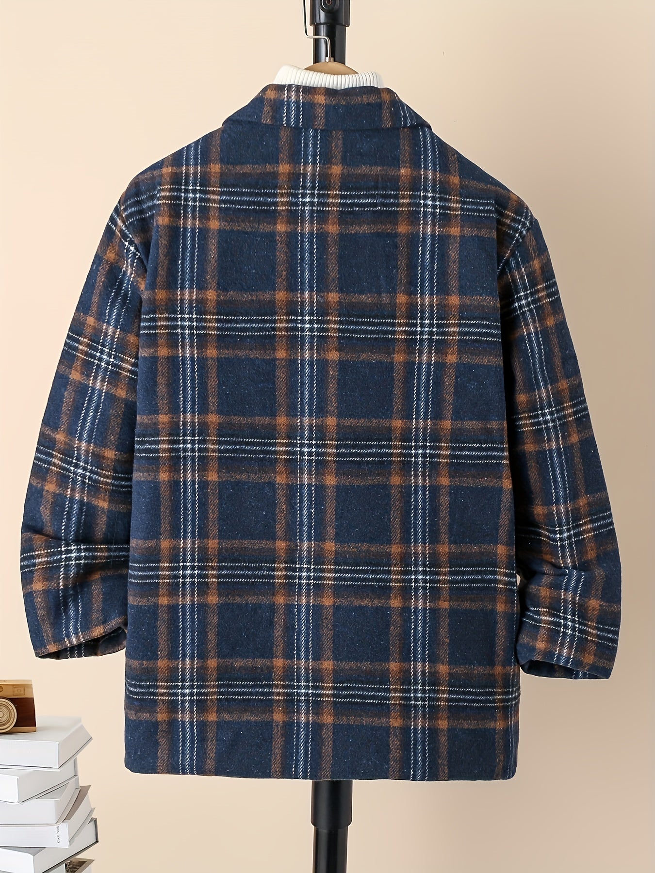 Boy's Plaid Fleece Jacket Button Up With Pockets