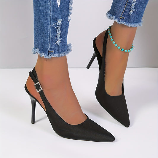 Women's Stiletto Heels Slingback Pumps Buckle Strap - Point Toe