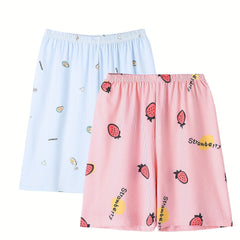 2 Pack Women's Plus Strawberry & Avocado Print Pajama Bottoms Set