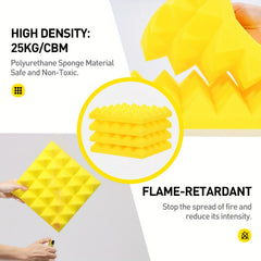24pcs Yellow Pyramid Sound Absorbing Cotton for Recording Room