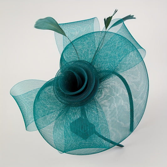 Green Flower Feather Fascinator For Tea Party Derby Hat