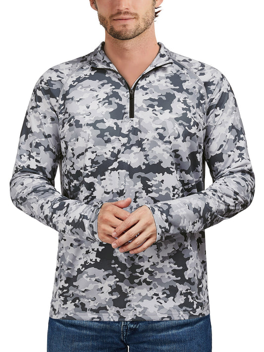 Men's Camo UPF 50 Sun Shirt Long Sleeve Quick Dry for Fishing