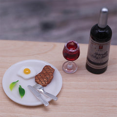 Dollhouse Red Wine & Steak Set - DIY Home Scene Prop