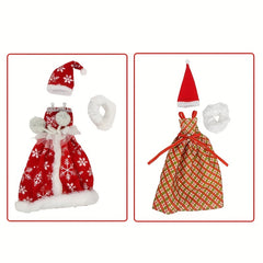 2 Sets Christmas Outfits for 1 6 Dolls Pretty Gown Dresses with Hat