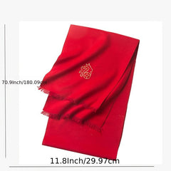 Red Silk Scarf Embroidery Neck Gaiter Cold Weather Scarves