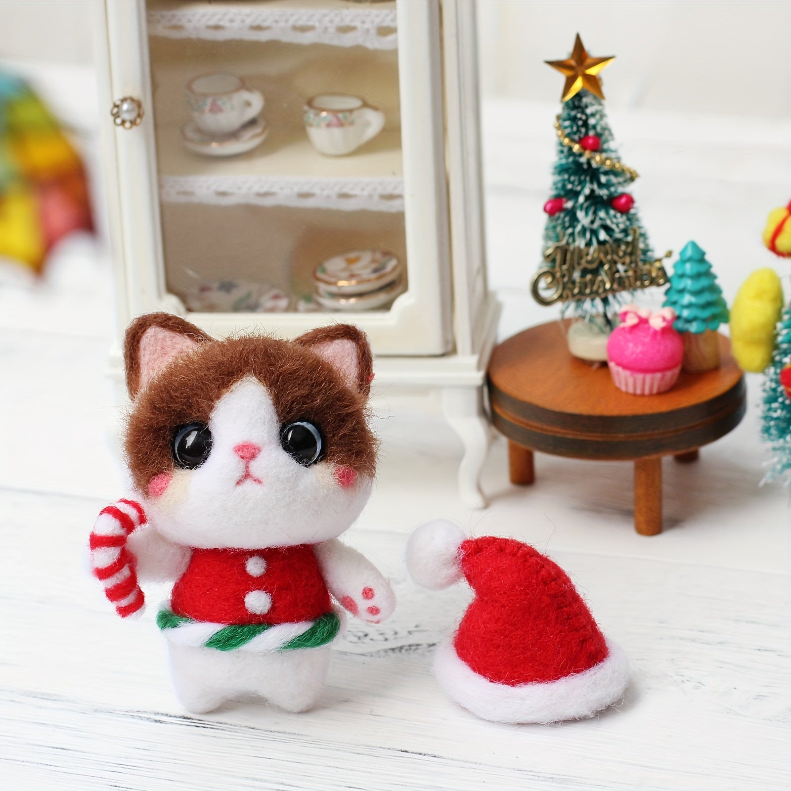 Wool Needle Felting Kit Cat Doll for Beginners