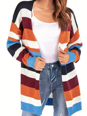  Colorful Striped Long Sleeve Cardigan