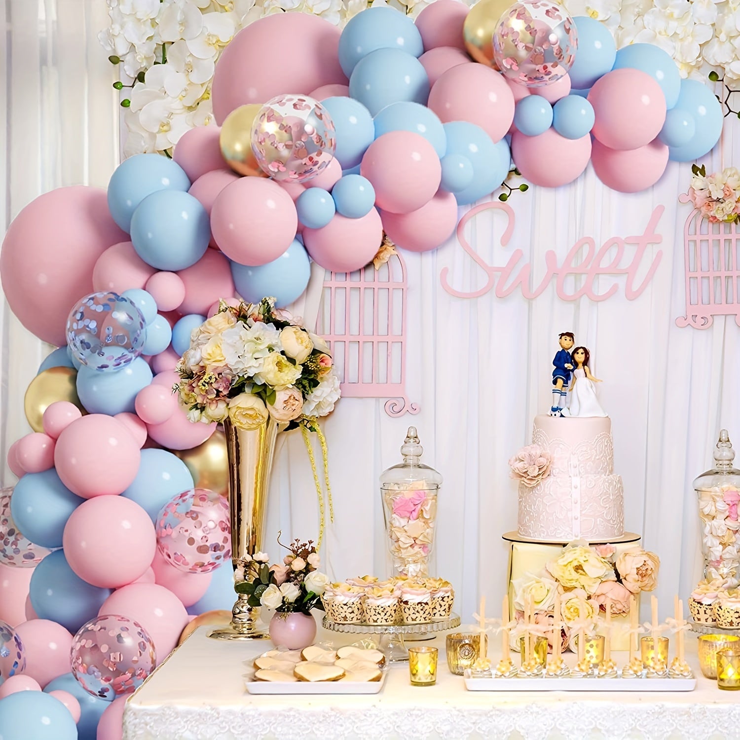130pcs Pink Balloon Garland Arch Kit Baby Shower Gender Reveal Decorations