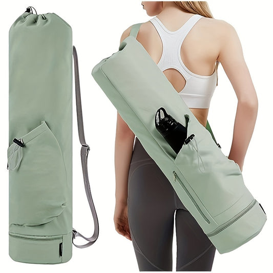 Sports Yoga Mat Storage Bag With Water Bottle Pocket & Bottom Bag