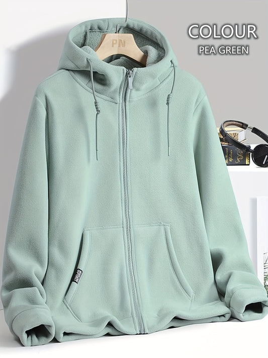 Fleece Jacket Plus Velvet Warm Zipper Hooded Women's Casual Jacket