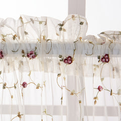 Pastoral Beige Embroidered Sheer Curtain