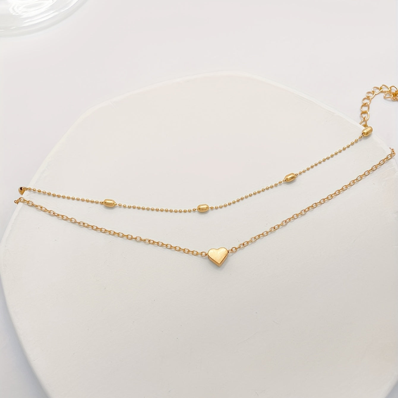 Mini Love Heart Thin Chain Anklet Double Layers Ankle Bracelet