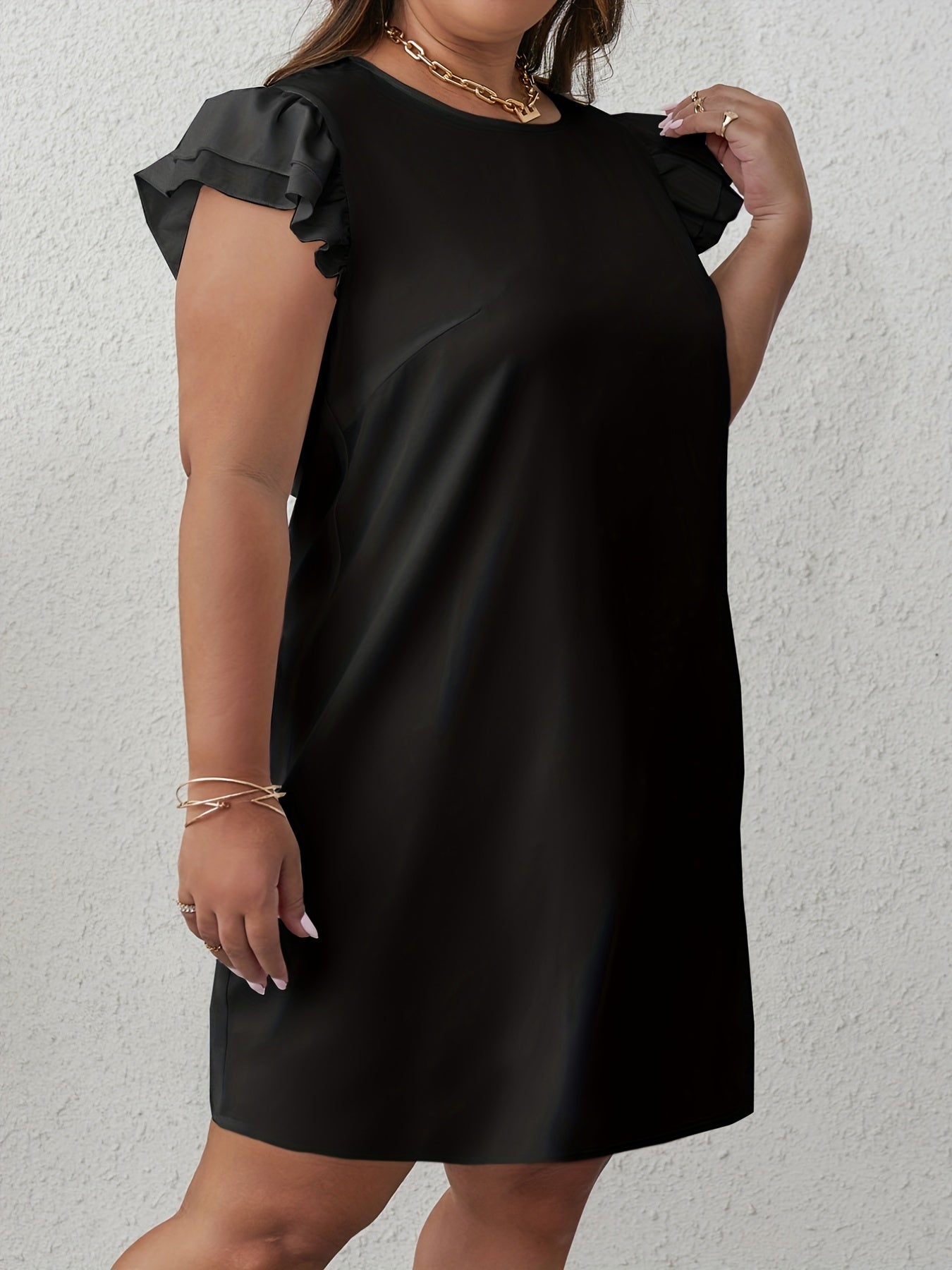  Ruffle Cap Sleeve Midi Dress