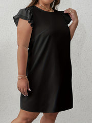  Ruffle Cap Sleeve Midi Dress