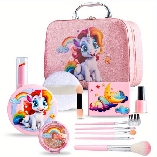 15pcs Pink Unicorn Toy Set Featuring Rainbow and Cloud Designs