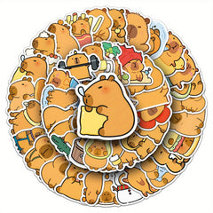 50pcs Capybara Vinyl Stickers Reusable PVC Decals Whimsical Designs