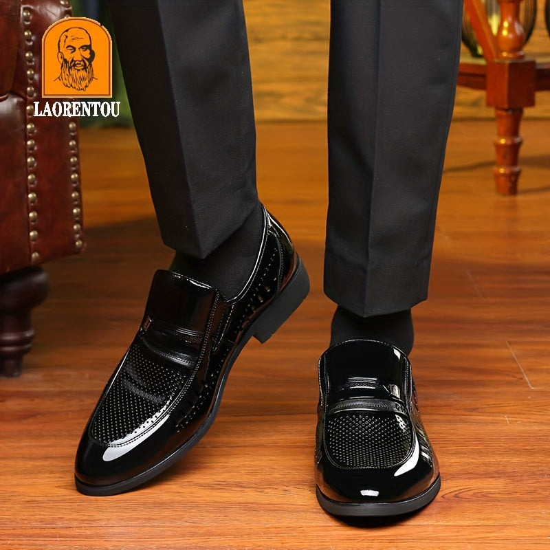 LAORENTOU Men's Leather Loafer Shoes Lightweight Non Slip Formal Shoes